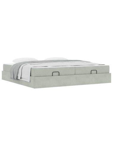 Struttura letto con materasso 2 pcs Grigio chiaro Velluto