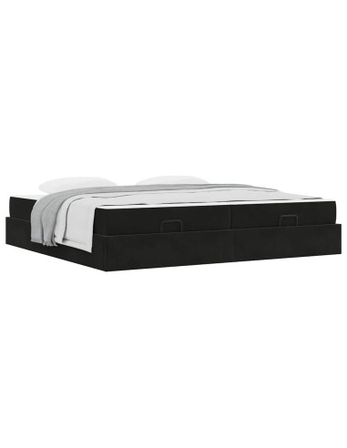 Struttura letto con materasso con materasso 2 pcs Nero Velluto