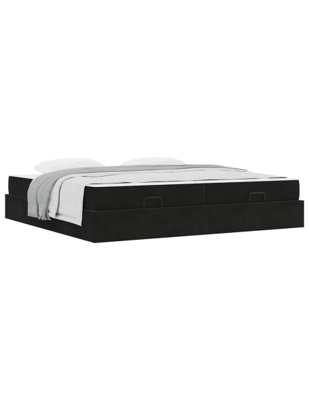 Struttura letto con materasso con materasso 2 pcs Nero Velluto