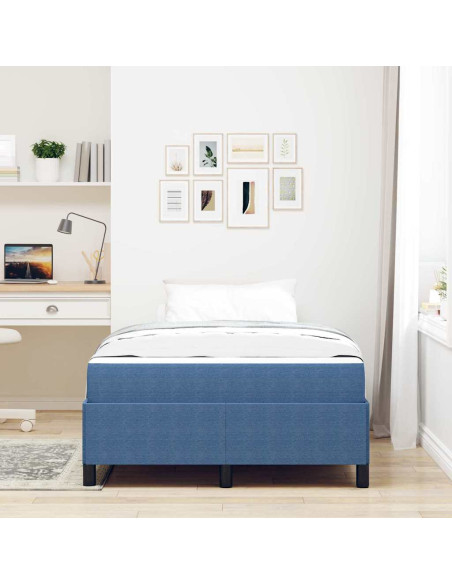 Struttura del letto con materasso Blu 120 x 190 cm Tessuto