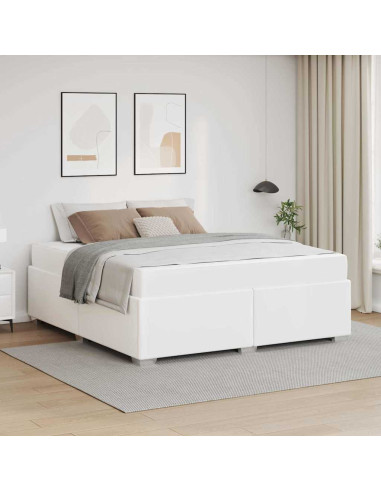 Struttura del letto con materasso Bianco 160 x 200 cm Tessuto