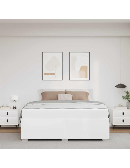 Struttura del letto con materasso Bianco 160 x 200 cm Tessuto
