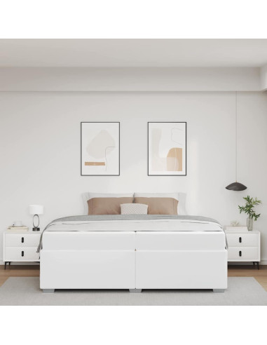 Struttura del letto con materasso Bianco 200 x 200 cm Tessuto