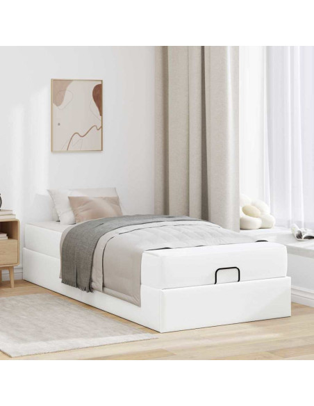Struttura letto con materasso con materasso 2 pcs Bianco PVC