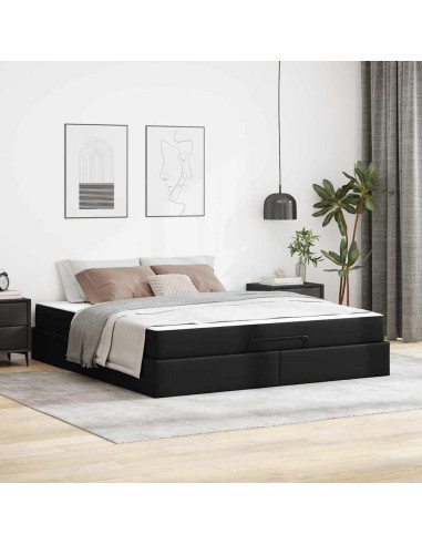 Struttura letto con materasso con materasso 2 pcs Nero PVC