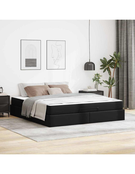 Struttura letto con materasso con materasso 2 pcs Nero PVC