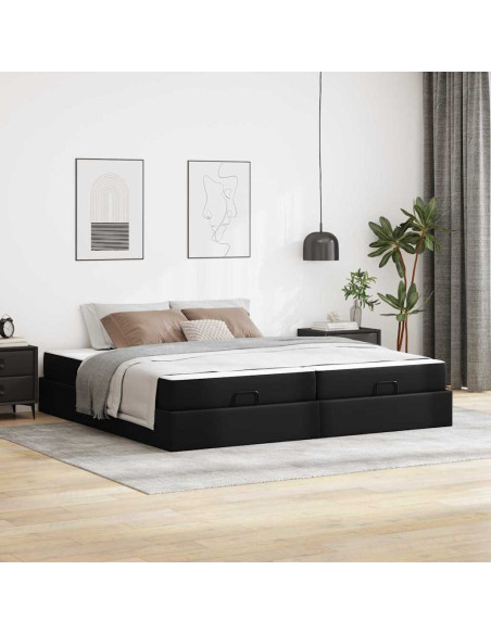 Struttura letto con materasso con materasso 2 pcs Nero PVC