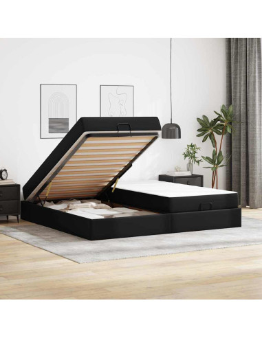 Struttura letto con materasso con materasso 2 pcs Nero PVC