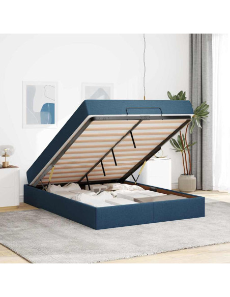 Struttura letto con materasso con materasso 2 pcs Blu Tessuto