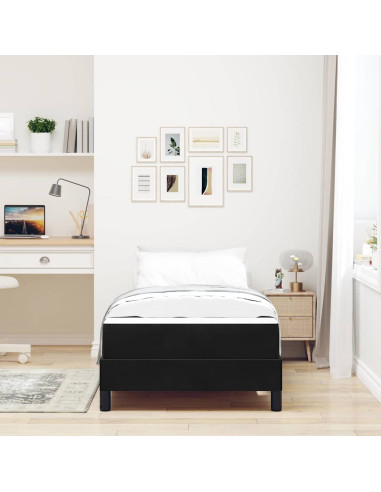 Letto a molle con materasso Nero 90 x 210 cm Tessuto