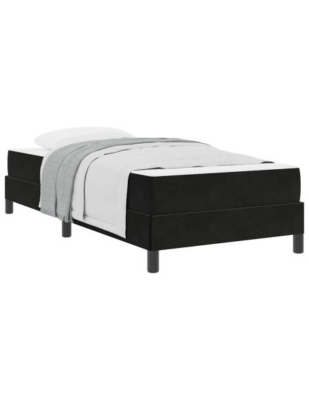 Letto a molle con materasso Nero 90 x 210 cm Tessuto