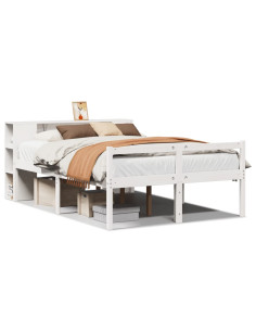 Letto Libreria senza Materasso Bianco 120x190 cm Legno di Pino 2