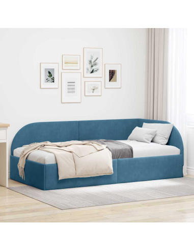 Cornice del letto ad angolo con testiera Blu 80 cm x 200 cm