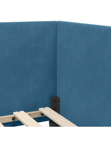 Cornice del letto ad angolo con testiera Blu 90 cm x 200 cm