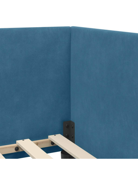 Cornice del letto ad angolo con testiera Blu 90 cm x 200 cm
