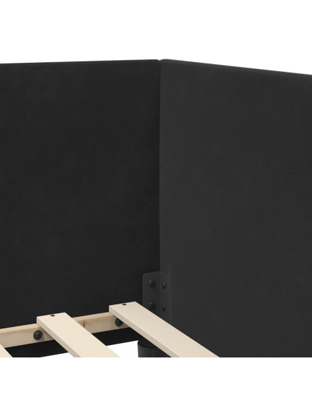 Cornice del letto ad angolo con testiera Nero 90 cm x 200 cm