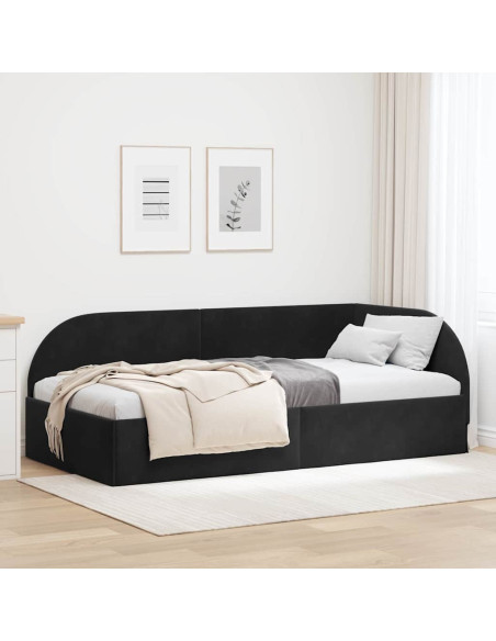 Cornice del letto ad angolo con testiera Nero 90 cm x 200 cm