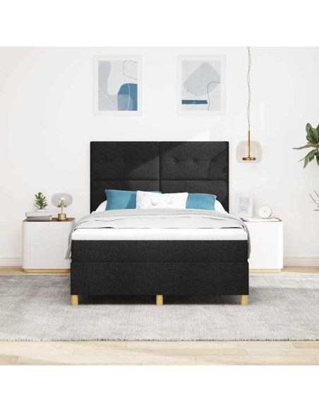 Letto a molle con materasso Nero 140 x 190 cm Tessuto