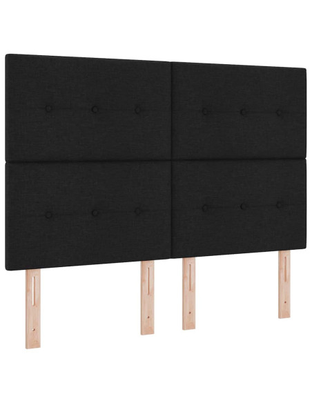 Letto a Sorgente LED con materasso Nero 140 x 190 cm Tessuto