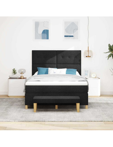 Letto a molle con materasso Nero 140 x 190 cm Tessuto