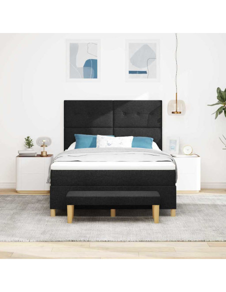 Letto a molle con materasso Nero 140 x 190 cm Tessuto