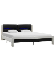 Struttura del letto Bianco e Nero 120 x 200 cm Pelle Sintetica 2