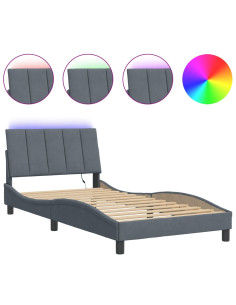 Giroletto con LED senza Materasso Hanko Grigio Scuro 100x203 cm in Velluto 2