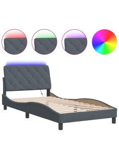 Giroletto con LED senza Materasso Grigio Scuro 100x203 cm in Velluto 2