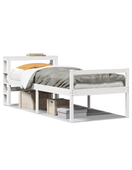 Letto Anziani con Testiera Bianco 90x200cm Legno Massello Pino