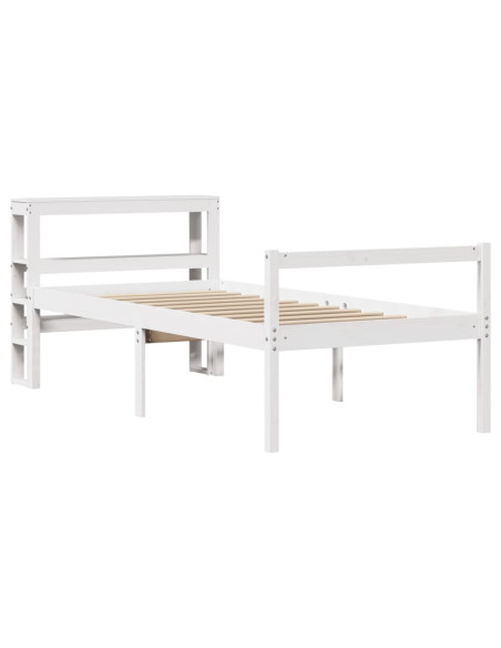 Letto Anziani con Testiera Bianco 90x200cm Legno Massello Pino