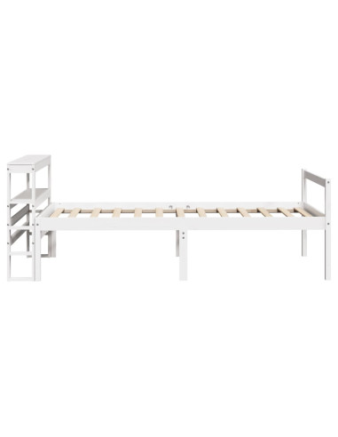 Letto Anziani con Testiera Bianco 90x200cm Legno Massello Pino