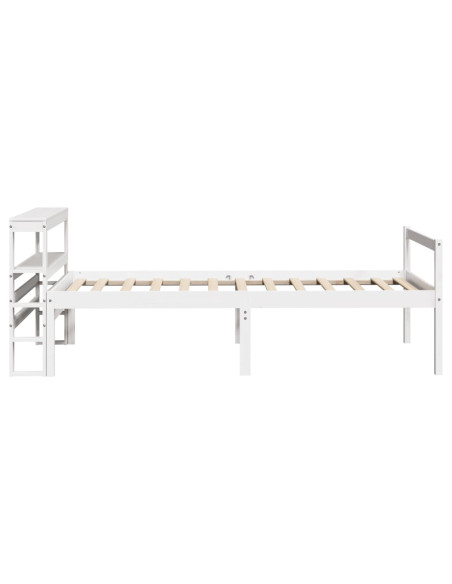 Letto Anziani con Testiera Bianco 90x200cm Legno Massello Pino