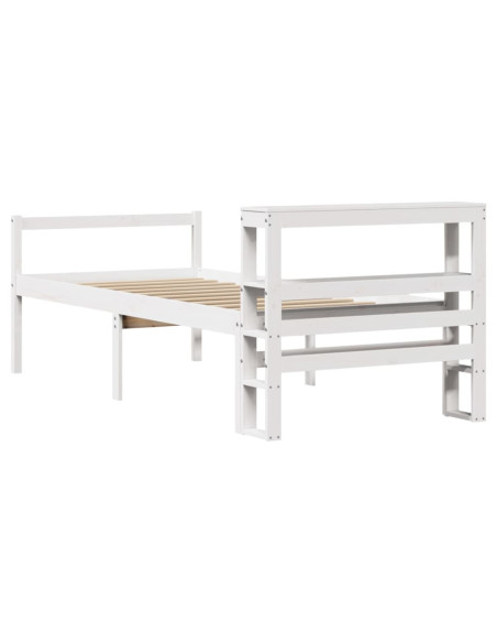 Letto Anziani con Testiera Bianco 90x200cm Legno Massello Pino