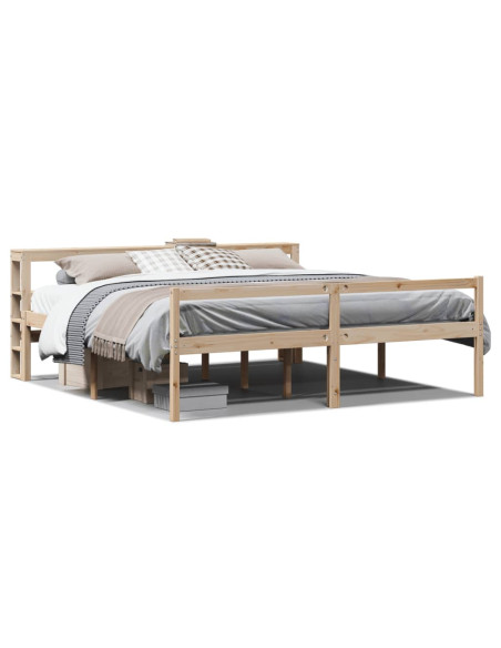 Letto per Anziani con Testiera 200x200 cm Legno Massello Pino