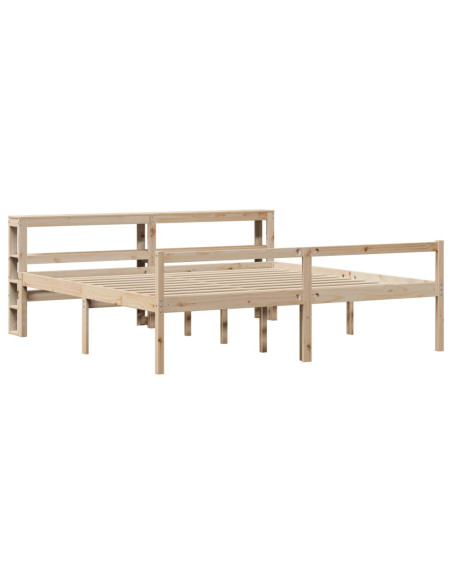 Letto per Anziani con Testiera 200x200 cm Legno Massello Pino