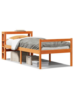 Giroletto con Testiera Marrone Cera 90x200 cm Massello Pino 2