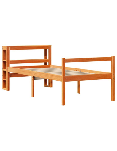 Giroletto con Testiera Marrone Cera 90x200 cm Massello Pino