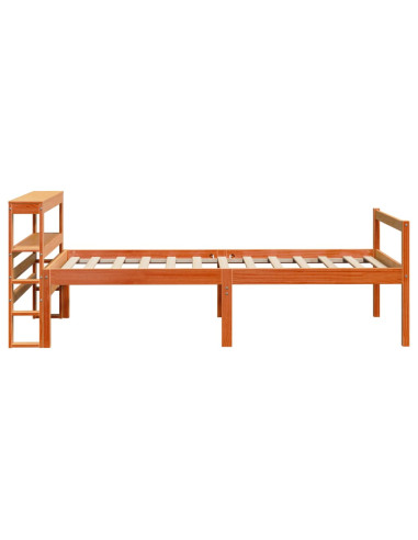 Giroletto con Testiera Marrone Cera 90x200 cm Massello Pino
