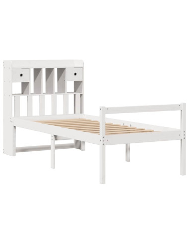 Letto Libreria senza Materasso Bianca 90x200 cm Legno di Pino