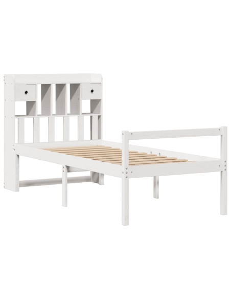 Letto Libreria senza Materasso Bianca 90x200 cm Legno di Pino