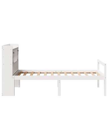 Letto Libreria senza Materasso Bianca 90x200 cm Legno di Pino
