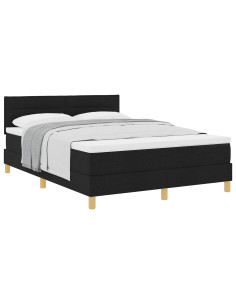 Letto a molle con materasso Nero 140 x 190 cm Tessuto 2