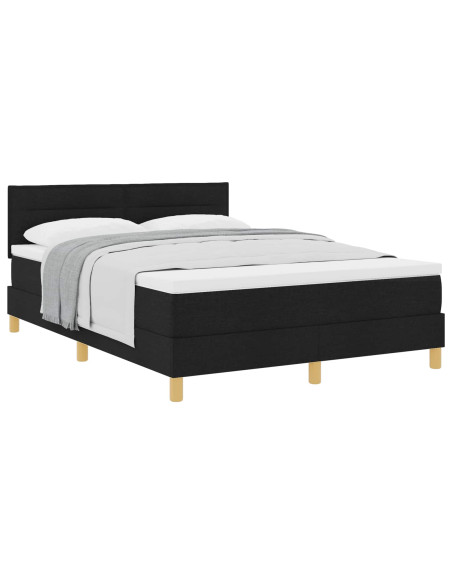 Letto a molle con materasso Nero 140 x 190 cm Tessuto