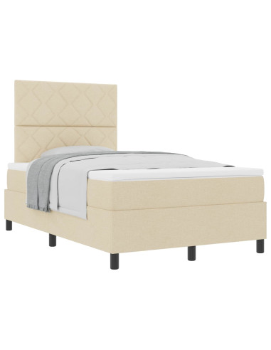 Letto a molle con materasso Crema 120 x 190 cm Tessuto