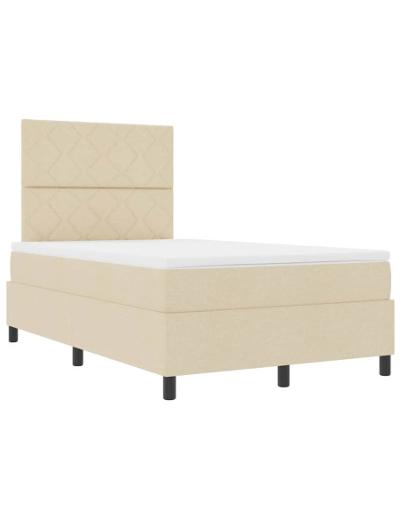 Letto a molle con materasso Crema 120 x 190 cm Tessuto