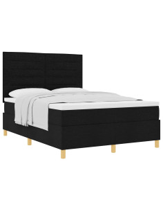 Letto a molle con materasso Nero 140 x 190 cm Tessuto 2
