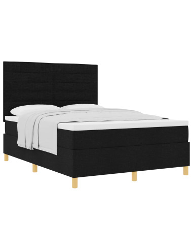 Letto a molle con materasso Nero 140 x 190 cm Tessuto