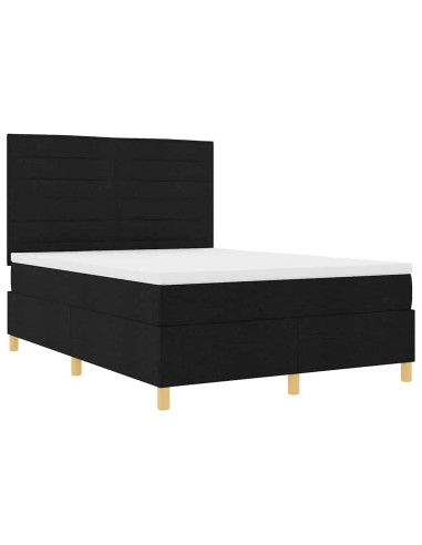 Letto a molle con materasso Nero 140 x 190 cm Tessuto