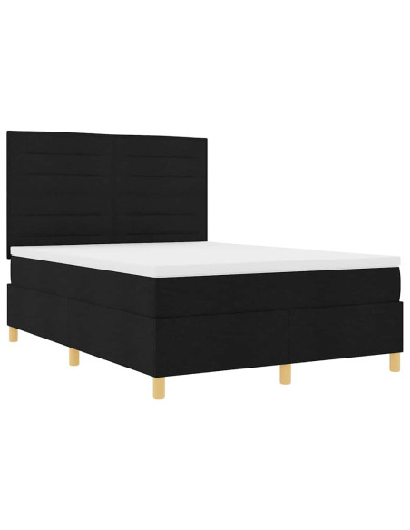 Letto a molle con materasso Nero 140 x 190 cm Tessuto
