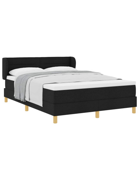 Letto a molle con materasso Nero 140 x 190 cm Tessuto
